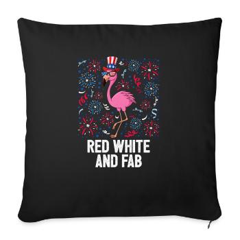 4th Of July Red White And Fab USA Flag Flamingo - Sofakissenbezug 45 x 45 cm - Schwarz - Vorne