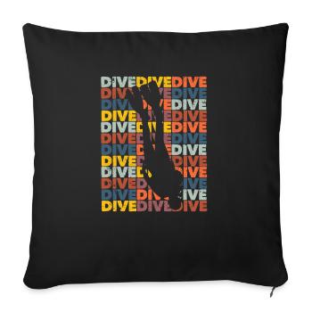Diving Retro Vintage Diving Silhouette Ocean - Sofa pillowcase 17,3'' x 17,3'' (45 x 45 cm) - black - Front