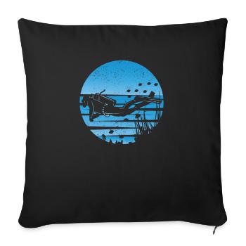 Retro Scuba Diver Silhouette Vintage Underwater - Sofa pillowcase 17,3'' x 17,3'' (45 x 45 cm) - black - Front
