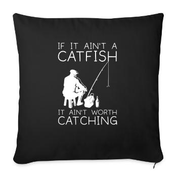 Pêche au poisson-chat Pêcheurs à la ligne - Housse de coussin décorative 45 x 45 cm - noir - Devant