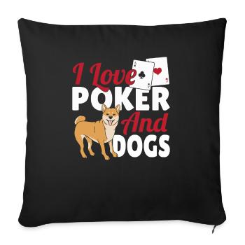Game Card Texas Hold'em I Love Poker And Dogs - Sofa pillowcase 17,3'' x 17,3'' (45 x 45 cm) - black - Front