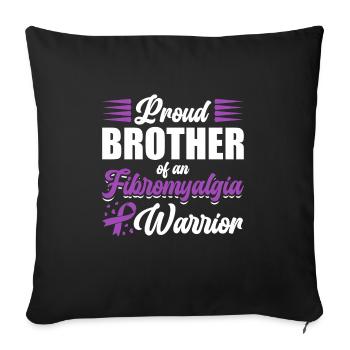 Fier frère d’un guerrier de la fibromyalgie - Housse de coussin décorative 45 x 45 cm - noir - Devant