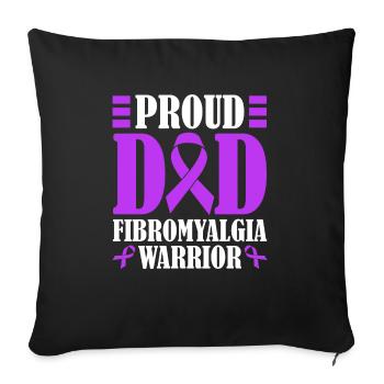 Fier père d’un guerrier de la fibromyalgie - Housse de coussin décorative 45 x 45 cm - noir - Devant