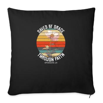 Saved By Grace Ephesians Bible Scriptures Cool - Sofa pillowcase 17,3'' x 17,3'' (45 x 45 cm) - black - Front