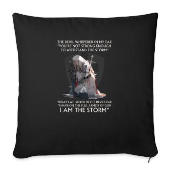 Bible Chrétienne Verset Croix Religieuse Chevalier Anime - Housse de coussin décorative 45 x 45 cm - noir - Devant