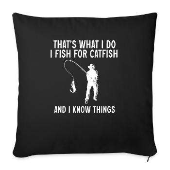 Pêche au poisson-chat Pêcheurs à la ligne - Housse de coussin décorative 45 x 45 cm - noir - Devant