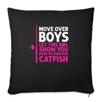 Pêche au poisson-chat Pêcheurs à la ligne - Housse de coussin décorative 45 x 45 cm - noir - Devant
