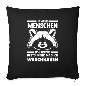 Tiermotiv Waschbär - Sofakissenbezug 45 x 45 cm - Schwarz - Vorne