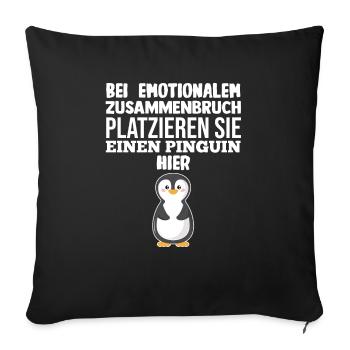 Tiermotiv Pinguin - Sofakissenbezug 45 x 45 cm - Schwarz - Vorne