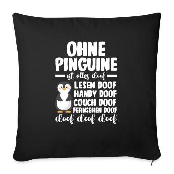 Tiermotiv Pinguin - Sofakissenbezug 45 x 45 cm - Schwarz - Vorne