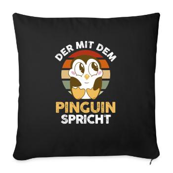 Tiermotiv Pinguin - Sofakissenbezug 45 x 45 cm - Schwarz - Vorne