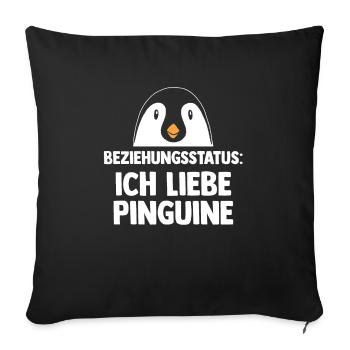 Tiermotiv Beziehungsstatus Pinguin - Sofakissenbezug 45 x 45 cm - Schwarz - Vorne