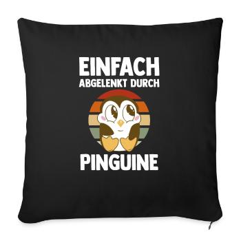 Tiermotiv Pinguin - Sofakissenbezug 45 x 45 cm - Schwarz - Vorne