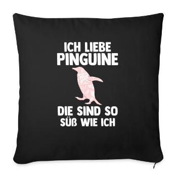 Tiermotiv Pinguin - Sofakissenbezug 45 x 45 cm - Schwarz - Vorne
