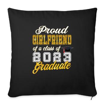 Graduation 2023 - Fière petite amie d’une classe de 2 - Housse de coussin décorative 45 x 45 cm - noir - Devant