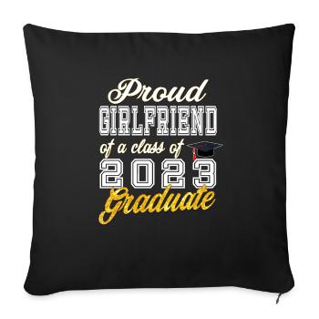 Petite amie d’un diplômé - Fière petite amie d’un Cla - Housse de coussin décorative 45 x 45 cm - noir - Devant