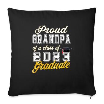 Graduation 2023 - Fier grand-père d’une promotion de 2023 - Housse de coussin décorative 45 x 45 cm - noir - Devant