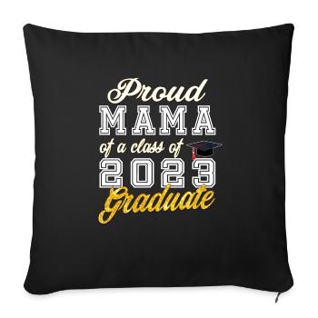 Remise des diplômes 2023 - Fière maman d’une classe de 2023 - Housse de coussin décorative 45 x 45 cm - noir - Devant