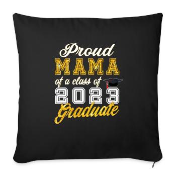 Mama de diplômée - Fière maman d’une promotion de 2023 - Housse de coussin décorative 45 x 45 cm - noir - Devant