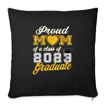 Maman de diplômé - Fière maman d’une promotion de 2023 - Housse de coussin décorative 45 x 45 cm - noir - Devant