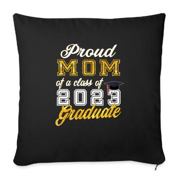 Remise des diplômes 2023 - Fière maman d’une classe de 2023 - Housse de coussin décorative 45 x 45 cm - noir - Devant