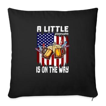 4th Of July Little Firecracker On The Way - Sofakissenbezug 45 x 45 cm - Schwarz - Vorne
