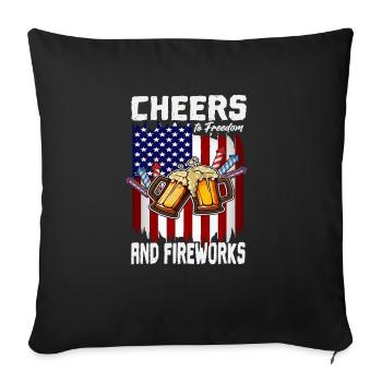 4th Of July Freedom And Fireworks Day Drinking - Sofakissenbezug 45 x 45 cm - Schwarz - Vorne