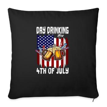 Happy 4th Of July Day Drinking American Flag - Sofakissenbezug 45 x 45 cm - Schwarz - Vorne