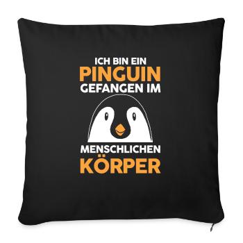 Tiermotiv Pinguin - Sofakissenbezug 45 x 45 cm - Schwarz - Vorne