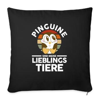 Tiermotiv Pinguin - Sofakissenbezug 45 x 45 cm - Schwarz - Vorne