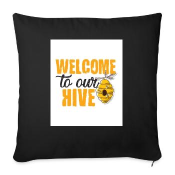 Bienvenue dans notre ruche - Housse de coussin décorative 45 x 45 cm - noir - Devant