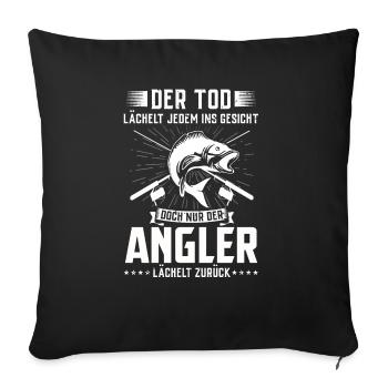 Angeln Fishing Fisher Angelrute Karpfen Rute Fisch - Sofakissenbezug 45 x 45 cm - Schwarz - Vorne