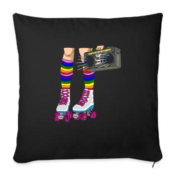 Inline Skate Cadeau Roller Skates Roller 70s - Housse de coussin décorative 45 x 45 cm - noir - Devant