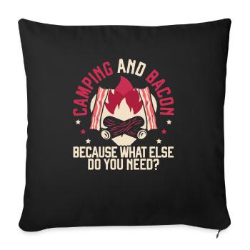 Camping And Bacon Meat Camp Camper I Love Bacon - Sofa pillowcase 17,3'' x 17,3'' (45 x 45 cm) - black - Front