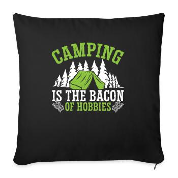 Camping And Bacon Meat Camp Camper I Love Bacon - Sofa pillowcase 17,3'' x 17,3'' (45 x 45 cm) - black - Front