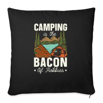 Camping And Bacon Meat Camp Camper I Love Bacon - Sofa pillowcase 17,3'' x 17,3'' (45 x 45 cm) - black - Front