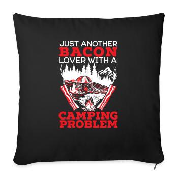 Camping And Bacon Meat Camp Camper I Love Bacon - Sofa pillowcase 17,3'' x 17,3'' (45 x 45 cm) - black - Front