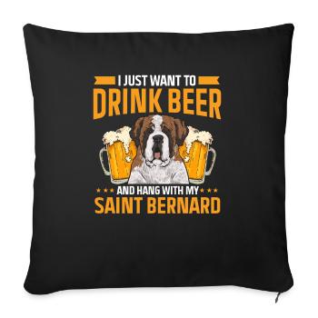 Saint-Bernard Chien Saint-Bernard - Housse de coussin décorative 45 x 45 cm - noir - Devant