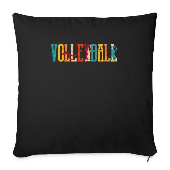 Rétro volley-ball sport d’équipe Vintage plage - Housse de coussin décorative 45 x 45 cm - noir - Devant