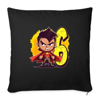 6 Years Old Superhero & Action Children's Birthday Party - Sofa pillowcase 17,3'' x 17,3'' (45 x 45 cm) - black - Front