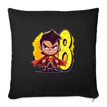 8 Years Old Superhero & Action Children's Birthday Party - Sofa pillowcase 17,3'' x 17,3'' (45 x 45 cm) - black - Front