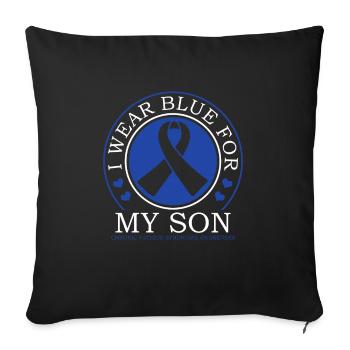 Je porte du bleu pour mon fils - sensibilisation à - Housse de coussin décorative 45 x 45 cm - noir - Devant