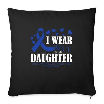 Je porte du bleu pour mon fils - sensibilisation à - Housse de coussin décorative 45 x 45 cm - noir - Devant