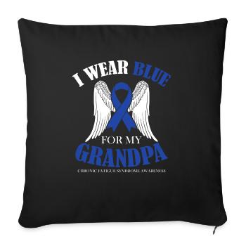 Je porte du bleu pour mon grand-père - conscience - Housse de coussin décorative 45 x 45 cm - noir - Devant