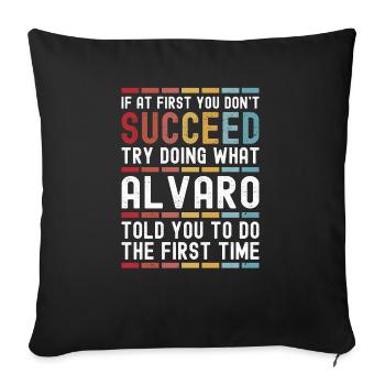 Alvaro Name Personalized Funny Birthday Christmas - Sofa pillowcase 17,3'' x 17,3'' (45 x 45 cm) - black - Front