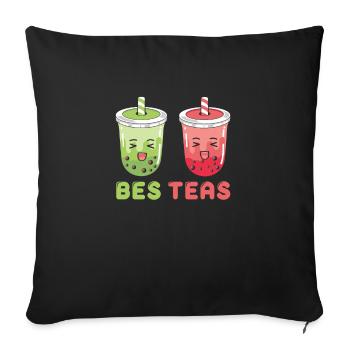 Boba Bubble Tea Cup in Anime Style - Sofa pillowcase 17,3'' x 17,3'' (45 x 45 cm) - black - Front