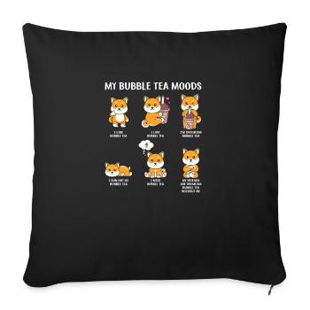 Boba Bubble Tea Cup in Anime Style - Sofa pillowcase 17,3'' x 17,3'' (45 x 45 cm) - black - Front
