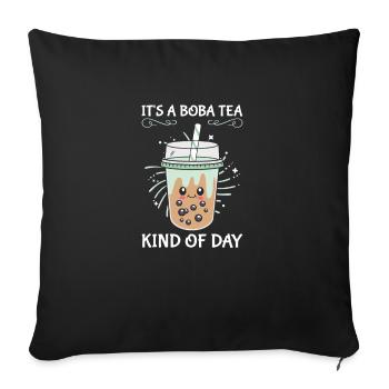 Boba Bubble Tea Cup in Anime Style - Sofa pillowcase 17,3'' x 17,3'' (45 x 45 cm) - black - Front