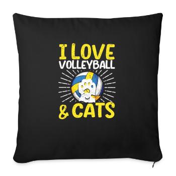 Ich liebe Volleyball und Katzen Kitty Workout - Sofakissenbezug 45 x 45 cm - Schwarz - Vorne