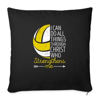 Doing all things through Christ Philippians 4:13 - Sofa pillowcase 17,3'' x 17,3'' (45 x 45 cm) - black - Front